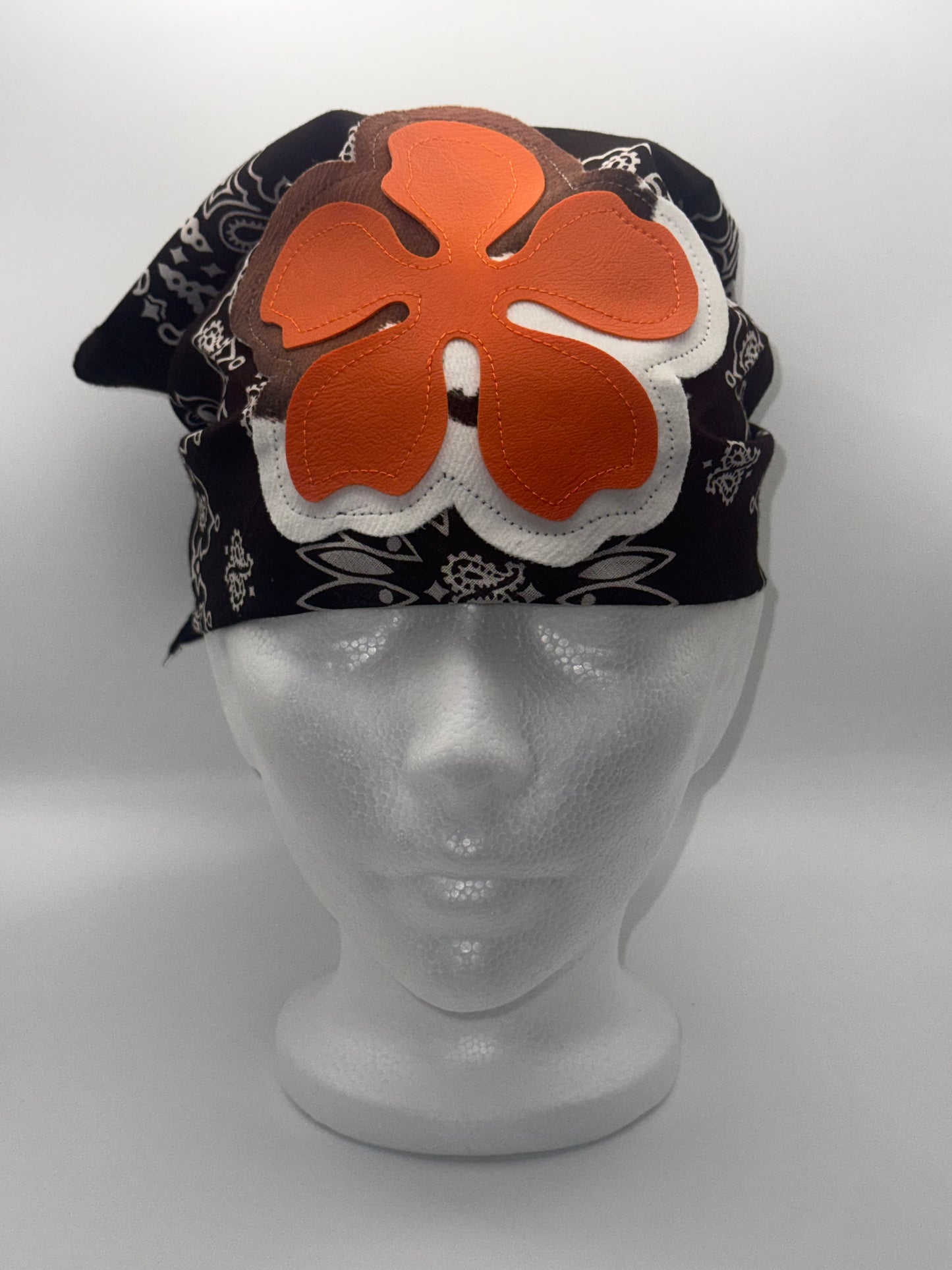 Wilde Bandana (Brown,Cow Print & Orange)