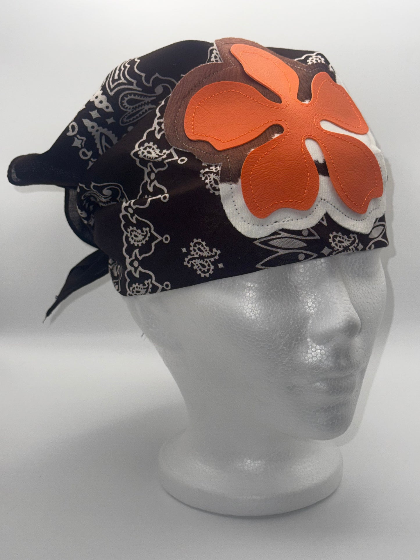 Wilde Bandana (Brown,Cow Print & Orange)