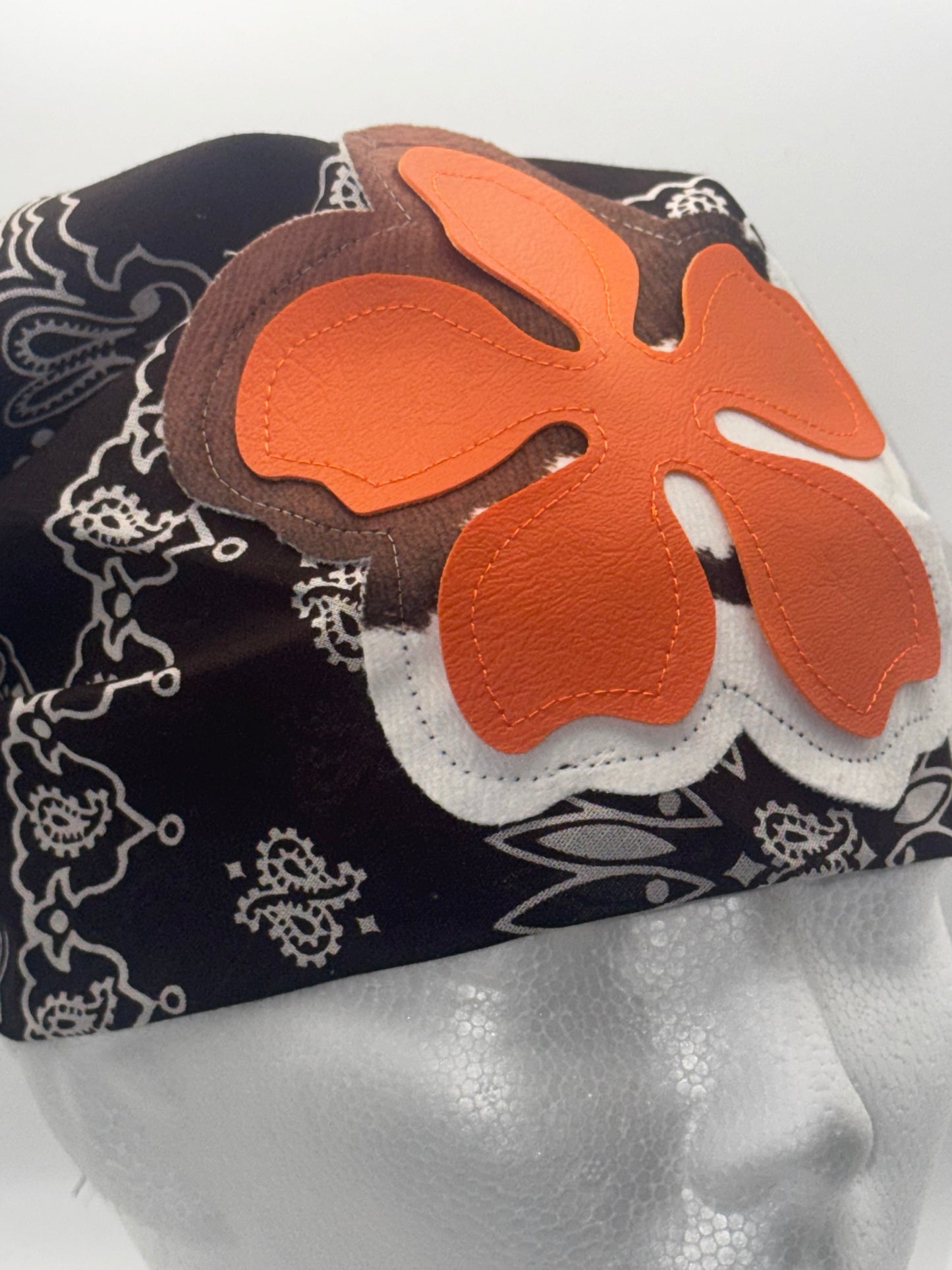 Wilde Bandana (Brown,Cow Print & Orange)
